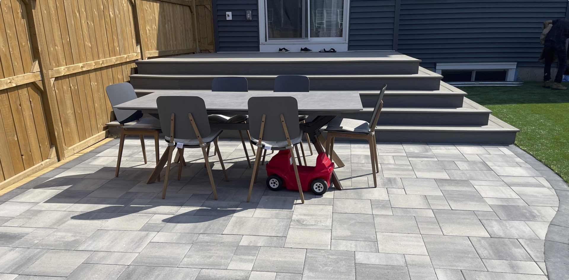 Backyard patio with composite deck