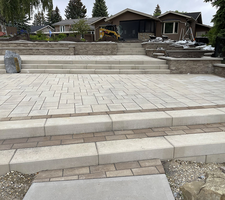 Paver patio under construction