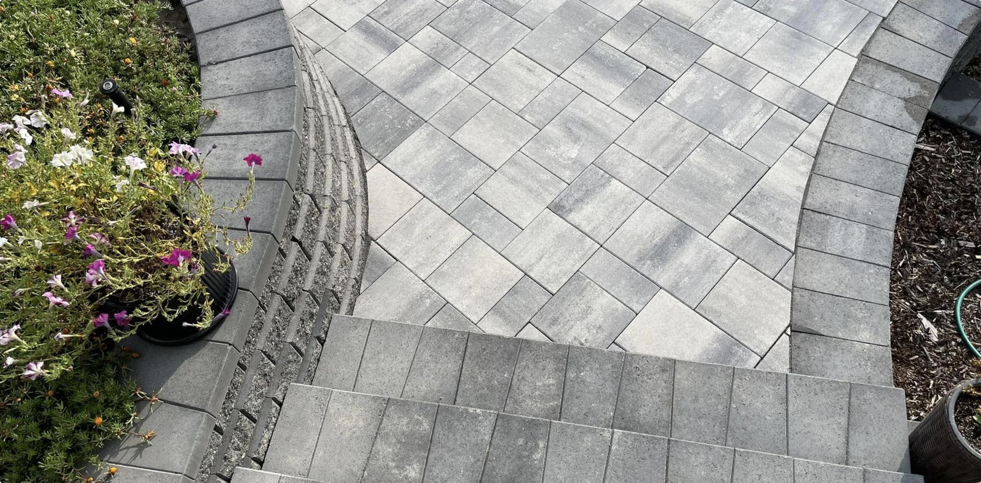 Paver walkway and retaining wall