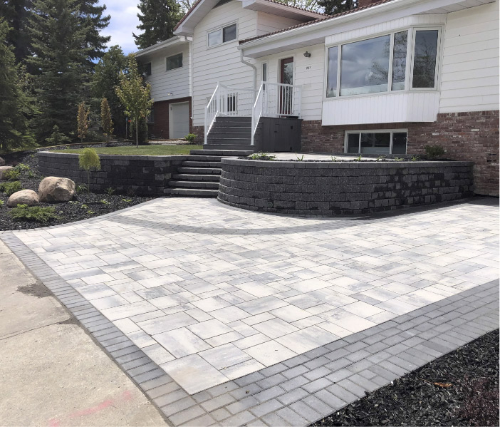 Paver stone driveway after